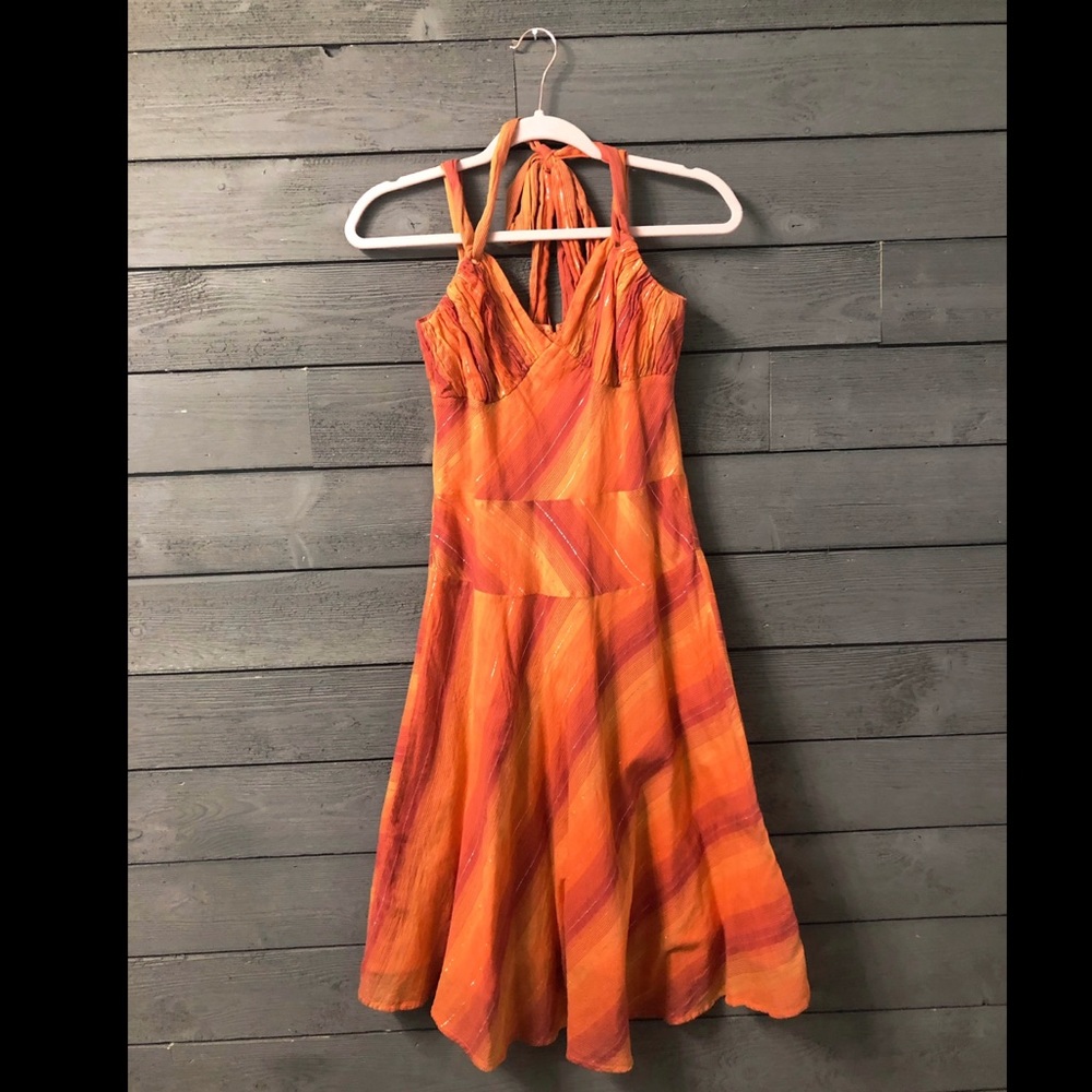 To the Max Orange and Red Halter Dress